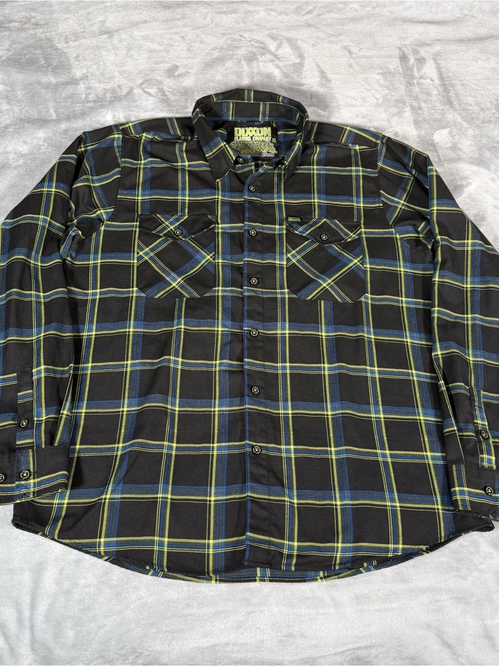 Dixxon Flannel Shirt Mens 2XL Tall Fit Button Up Infectious Grooves Plaid